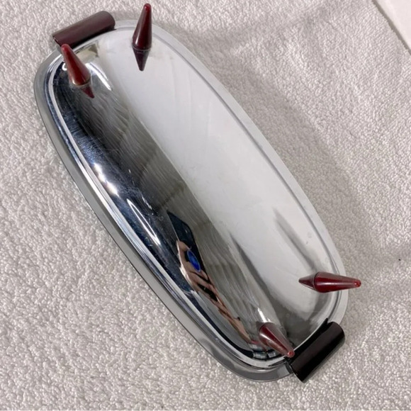 Vintage Glo Hill Gourmates Chrome Serving Tray With Bakelite Handles - Picture 2 of 10
